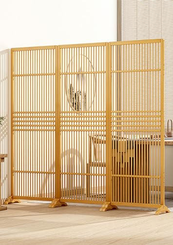 raumteiler 1/3-Panel Bambus Wandteiler, 72in Ultra-hohe Asiatischen Stil Raumteiler, Vollständig Montiert Privatsphäre Partition Dekor Mit Basis, Indoor Schlafzimmer Büro 183×219cm Schwere Pflicht ( S