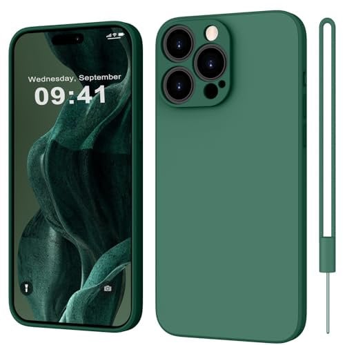 ORDA for iPhone 15 Pro case Silicone Camera Protection Ultra Slim case Soft Gel 15 Pro Cover Rubber Lightweight Anti-Scratch Phone case Compatible for iPhone 15 Pro 6.1 Inch Dark Green