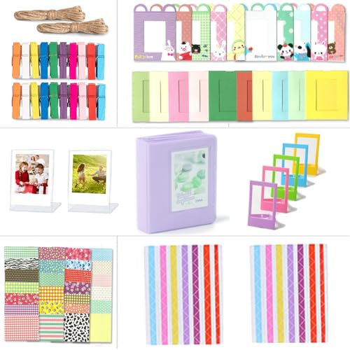 Riosin Instant Camera Accessories Bundle Compatible with Fujifilm Instax Mini 12 11 Camera Include Mini Photo Album,Film Frames,Wall Hang Frames,Border Stickers,Corner Stickers (Lilac Purple)