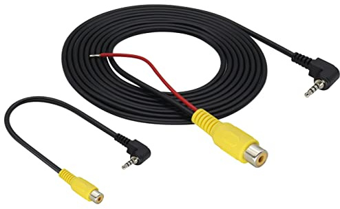 HCFeng[4-Pole 2.5mm to RCA Cable 2.5mm AV-in Male to RCA Female Cable | with Trigger+2.5Stereo to RCA Video Adapter for GPS Tablet Car Camcorder Reverse Rear View Camera[2.4M/7.8FT+0.2M/7.8inch]