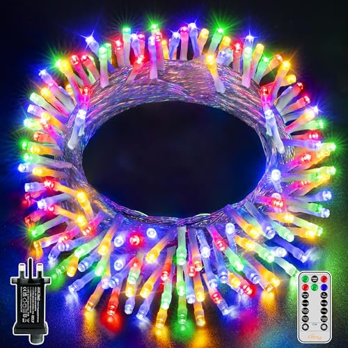Ollny 10m 100 LED Fairy Lights Mains Powered, Outdoor Waterproof String Light with Remote/Plug/Modes/Timer, Bright Multicolour Lighting Outside Indoor Garden Tree Party Wedding Decorations