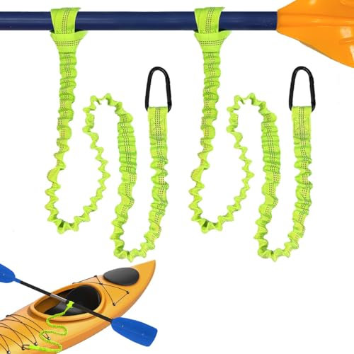 Bimhayuu Kajak Paddelleine 2 Stück Kajak Paddel Leine Kajak Sicherheit Paddelleine, Elastische Paddel Sicherungsleine mit Karabinerhaken, für Kajak, Kanu, Boot (Grün)