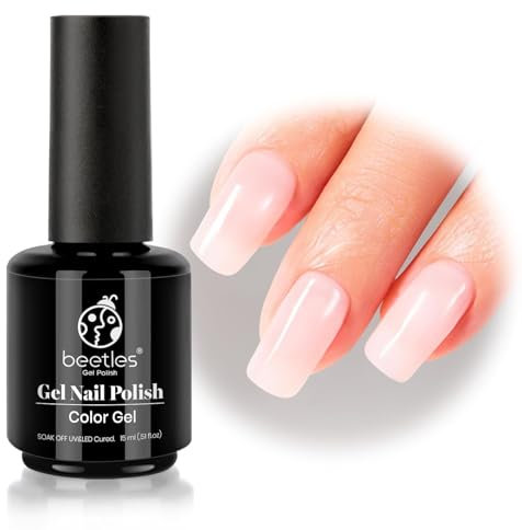 beetles Jelly Gel Nail Polish, 15ml Translucent Nude Neutral Pink Gel Polish Soak Off UV Gel Nail Art Manicure Design All Season Basic Colour Gift for Women Girls-CL248