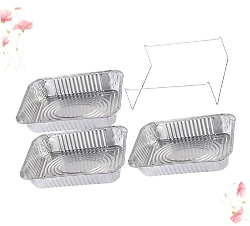 Amosfun 4stücke Teiliges Aluminiumfolie BBQ Abtropfschalen Abdeckung Und Halter Einweg-grillschalen Hitzebeständig Vielseitig Für Grillen Backen Picknick Und Takeaway Geeignet