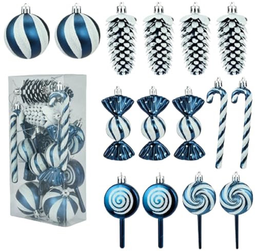 15er SetWeihnachtskugeln Christbaumkugeln Ornamente für Feiertage, Partydekoration Baumschmuck (Dunkelblau,Weihnachtskugel)