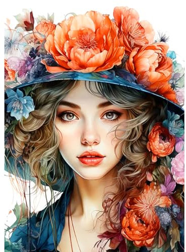 CEOVR Peinture Diamant Adulte Femme et Fleurs 5D Diamond Painting Complet,Kit Diamond Painting Adulte,Diamant Kit Adulte,Diamond Painting Adulte 30x40 cm