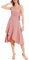 Aupuls Robe de cocktail pour femme, robe formelle pour invitée de mariage, fête, robe de soirée asymétrique à volants, rose poudré, S