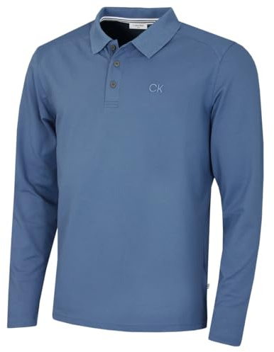 Calvin Klein Mens 2026 Long Sleeve Stretch Campus Golf Polo Shirt