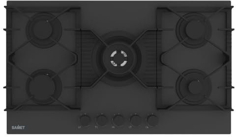 Piano Cottura a Gas in Vetro temperato Satinato Nero Opaco 5 fuochi 90 cm - Zacinto