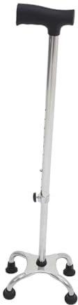 Bastone da Passeggio Nero Ergonomico Regolabile, in Acciaio Inox | Bastone per Anziani Regolabile, Base Piatta a Punte, Abs e Gomma Antiscivolo