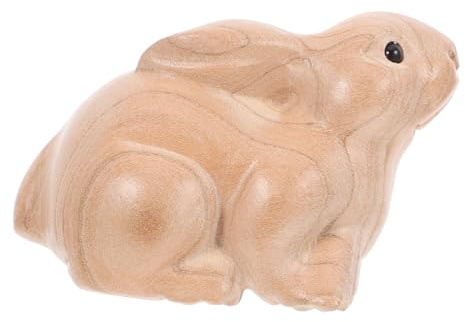 TOPPERFUN Handgefertigte Holzfigur Osterhase Deko Kunstvolle Osterdekoration Für Wohnzimmer Vielfältig Einsetzbare Tierfigur Für Zuhause Und Geschenke
