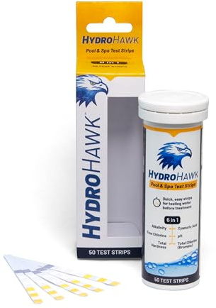 HydroHawk 50 x 6-in-1 Pool Spa & Hot Tub Test Strips – Water Testing Kit