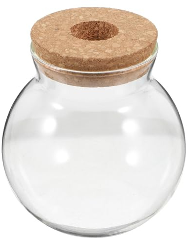 Parliky Hydroponisches Glas Terrarium Rund mit Korkdeckel für Hydrokultur Wasserpflanzen Transparentes Pflanzgefäß für Farne Moos Sukkulenten Dekoratives Kleiner Terrarium für Zuhause