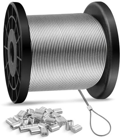 35M Stainless Steel Wire Garden Wire Heavy-Duty for Picture Wire 1mm 7x7 Premium 304 Steel Wire Anti-Rust Garden Wire for Climbing Plants,Camping,Hanging Lights &Clothes Drying