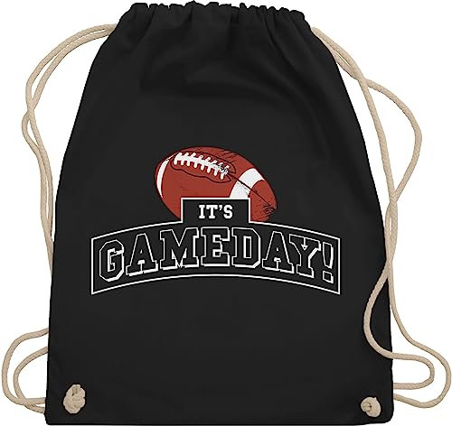 Turnbeutel Rucksack - It's Gameday Vintage Football - Unisize - Schwarz - sports bag american+football+tasche sport beutel american tasche footballfans turnsackerl geschenke für fans stoffbeutel