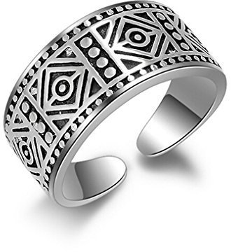 Shawa Damen-Ringe Herren-Ringe Retro Breit Ring Freundschaftsringe Eheringe Verlobungsringe Trauringe Wickelring 925 Sterling Silber Verstellbar Ring Öffnung