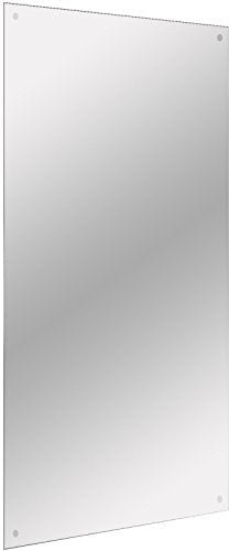Maison & White Frameless Rectangle Bathroom Mirror 450mm x 600mm | Wall Mounted Vanity Mirror with Fixings & Chrome Caps | M&W