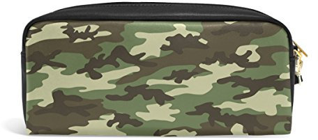 Domoko Stifteetui aus PU-Leder, Militär-Camouflage-Camouflage-Muster, für Make-up, Kosmetik, Reisen, Schultasche