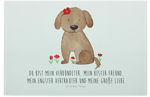 Mr. & Mrs. Panda Hackbrett Hund Dame - Geschenk, Schneidebrett Glas, Sprüche, Aus, Glasschneidebrett, Liebe, Liebenswert, Verliebt, Hunde, Schneidbrett, Niedlich, Küchenbrett