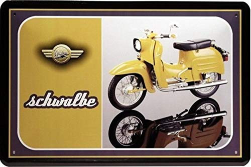 Tin Sign Blechschild 20x30 cm Simson Schwalbe Oldtimer DDR Moped Roller Motorroller Werkstatt Werbung Reklame Plakat Metall Schild