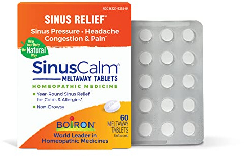 Boiron SinusCalm Tablets for Sinus Pain Relief, Runny Nose, Congestion, Sinus Pressure, Headache - 60 Count