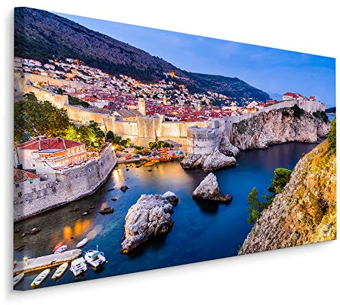 Muralo Bilder Meer 100 x 70cm Bild auf Leinwand Wandbild Kroatien Dubrownik Zimmer Deko Leinwandbilder Schlafzimmer Wohnzimmer Wanddekoration Design Wand Bild Natur Landschaft Blick Strand