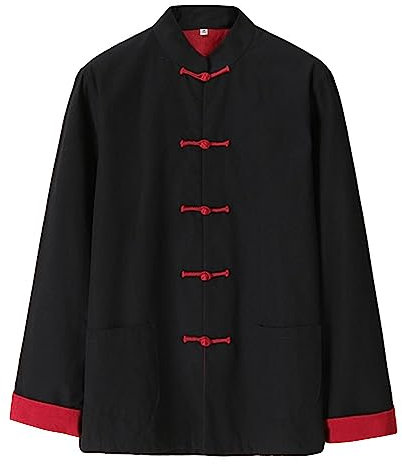 G-LIKE Chinesische Kampfkunst Herren Jacke – Traditionelle Uniform Oberbekleidung für Kampfsport Kung Fu Tai Chi Wushu Männer Frauen Tang Stil Frühling Herbst Kleidung - Baumwolle (Schwarz, S)