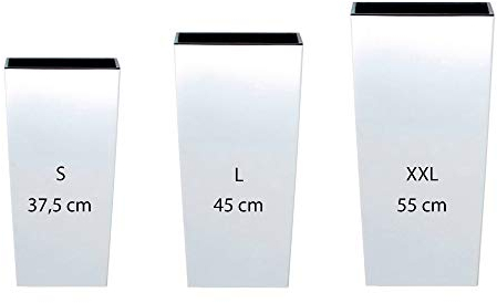 Pack 3 High Pots Prosperplast (11,4/19/55 Liter) Urbi Square de Plastik in weißer Farbe mit Ablagerung