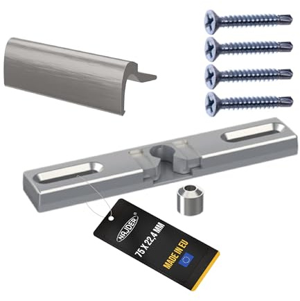 NAJDER Fenster-Balkongriff mit beweglichem Riegel, Korrosionsbeständig, Eloxiert, mit Aluminium, mit Befestigungsschrauben, Set, Premium Qualität, (Farbe: INOX)