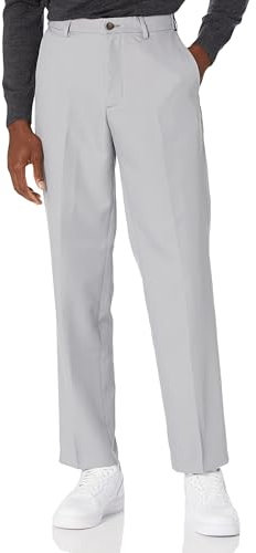 Amazon Essentials Herren Flatfront-Anzughose mit elastischem Bund in klassischer Passform, Hellgrau, 31W / 32L