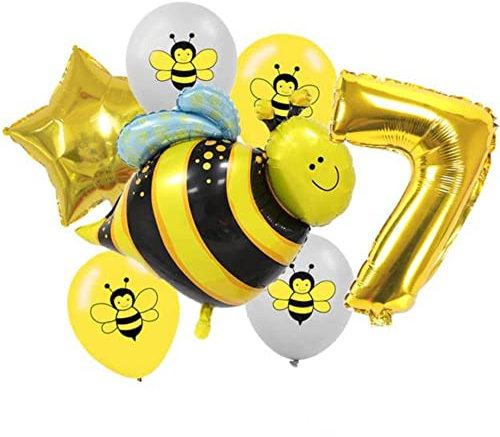 DIWULI Biene Geburtstag Deko 7 Jahre - Bienen Luftballons