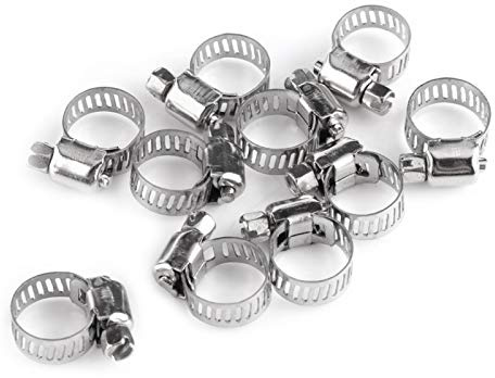 10 Stück Edelstahl Schlauchschelle Verstellbare Clips, Schlauchschelle Schraube Schlauchschelle Befestigungsschraube Schellen Metallschlauchschellen für Schwimmbad, Hausgas, Autos(13-19mm)