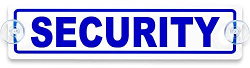 Schilderio Premium Saugnapfschild Schild Security 3 mm Acrylglas ca 200x50 mm Security Schild Auto mit 2 Saugnäpfen 20 mm Autoschild Security zur Befestigung an Autoscheiben von innen