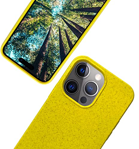 eplanita Eco Mobile Phone Case Compatible with iPhone 14 Pro Max, Plant Fibre, Drop Protection Cover, Durable and Sustainable (for iPhone 14 Pro Max, Yellow)