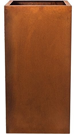 Köhko® Pot à fleurs design en acier Corten Viva 45 cm x 45 cm x 80 cm - Pot de fleurs aspect rouille