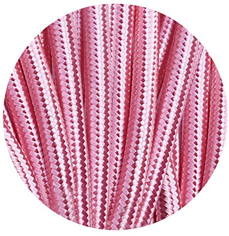 LEDSone Cable redondo de 2 núcleos de color rosa claro brillante estilo vintage, cable de tela trenzada de 1 m, cable eléctrico de 0,75 mm para iluminación del Reino Unido.