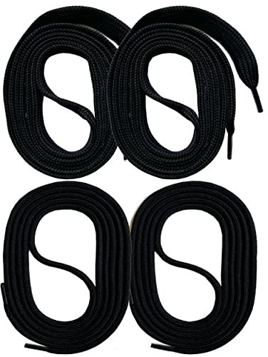 SNORS 2 PAAR flache Schnürsenkel SCHWARZ 110cm 6mm - waschbar, reißfest, elastisch, Schuhband für Sportschuhe Sneaker Halbschuhe, Laces Senkel