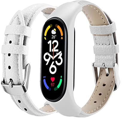 SABSEN Glitzer Leder Armband für Xiaomi Mi Band 7 / Mi Band 6 / Mi Band 5 Armband, Lederband Ersatzband mit TPU-Verschluss Kompatibel mit Xiaomi Mi Band 7 / Mi Band 6 / Mi Band 5 Armband (I)