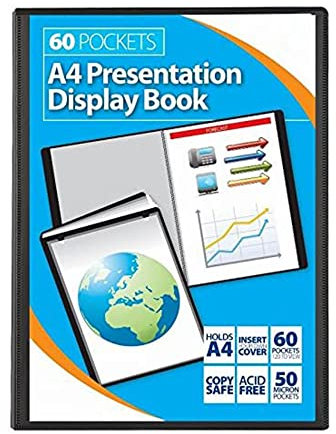 Porte-vues A4 60 pochettes (120 vues) pour entreprise, professionnels, étudiants, projets, écoles et collèges - Noir