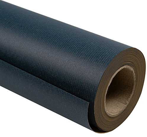 RUSPEPA Rouleau De Papier Kraft Uni Bleu Marine - 44,5 cm X 30 m - Papier Kraft Brun Ligné Teinté Recyclable Parfait Pour L'Artisanat, L'Art, L'Emballage, L'Emballage, La Poste, Et Les Colis