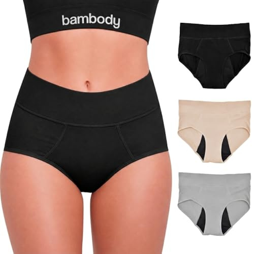 Bambody Periodenunterwäsche für Damen und Teenager – Saugfähige Menstruations-Slips aus Bambusviskose, Schutz für Tag und Nacht