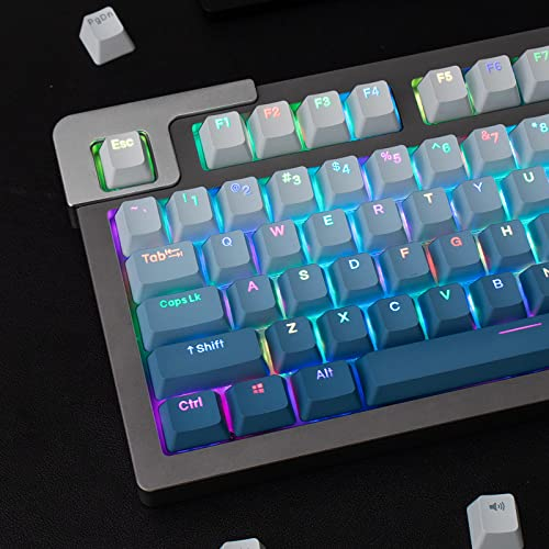 Shine Through Keycaps 123 Keys Doubleshot PBT Gradient Keycaps OEM Profile Backlit Key caps Set Fit for 61/87/104/108 Cherry Mx Switches Mechanical Keyboard