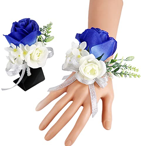4 Stück Handgelenk Corsage,Braut Handgelenk Blume Ansteckblume Set,Braut Handgelenk Blume Brautjungfer Armband Hochzeit,Rose Blumenarmband,Brautjungfer Hochzeit Abschlussball Zubehör,Kombination 2
