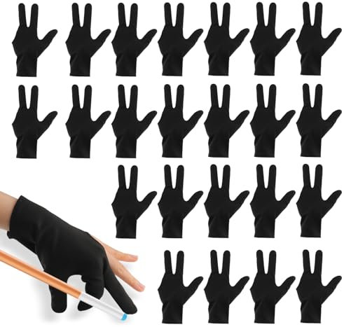 Cositina Billard-Handschuhe, Drei-Finger-Queue-Pool-Handschuhe, elastisch, universal, Sporthandschuhe für Damen und Herren, linke und rechte Hand, Billard-Shooter-Zubehör, 24 Stück