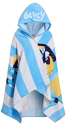 Bluey Toalla con capucha Poncho para niños y niñas 100% algodón Toalla de playa para niños Toalla de baño Toalla de baño Envoltura de natación Bata de cambio