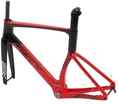 Alomejor Rennrad-Rahmen-Kit, Carbon-Faser-Innenführung, Scheibenbremse, Vorderradgabel-Vorbau für Mountainbikes und Rennräder (XXL-58CM)