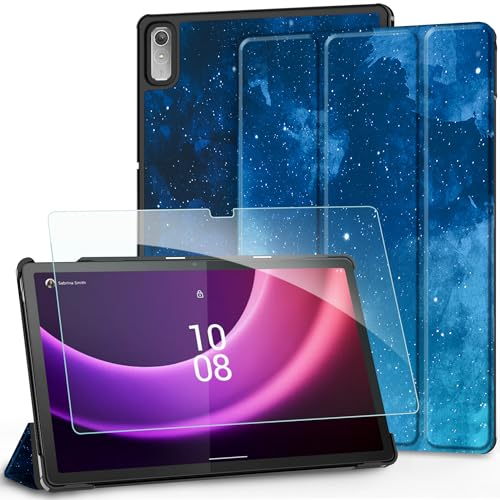 EasyAcc Funda para Lenovo Tab P11 (2nd Gen) 11.5 TB350FU/TB350XU 2022 con Película Protectora, Funda Ultrafina con Función de Soporte, Función Auto Sleep Wake Up, Estrellas Azules