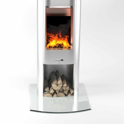 Glasplatte24 Funkenschutzplatte Segmentbogen für Kaminofen mit Dichtlippe, Glasplatte mit 18mm Facette, Glasbodenplatte Hitzeschutz mit ESG Sicherheitsglas, 110 x 85 cm, Stärke 6mm