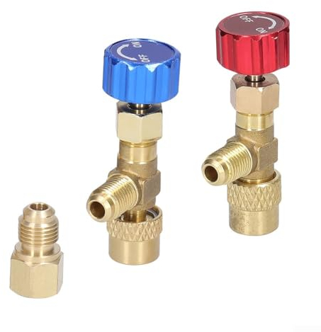 Klimaanlage Ventil Adapter, Klimaanlage Sicherheitsventil Kältemittel Anschluss Set R22 + R410 Füllventil Werkzeug Zubehör