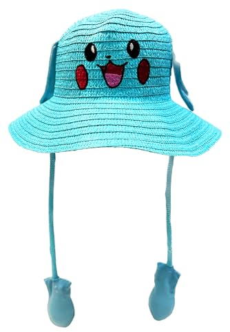J26 Hase Sonnenhut Kinder Hut mit beweglichen Ohren LED Licht Strandhut Stohhut Hund (DE/NL/SE/PL, Alphanumerisch, Einheitsgröße, Hase Blau)